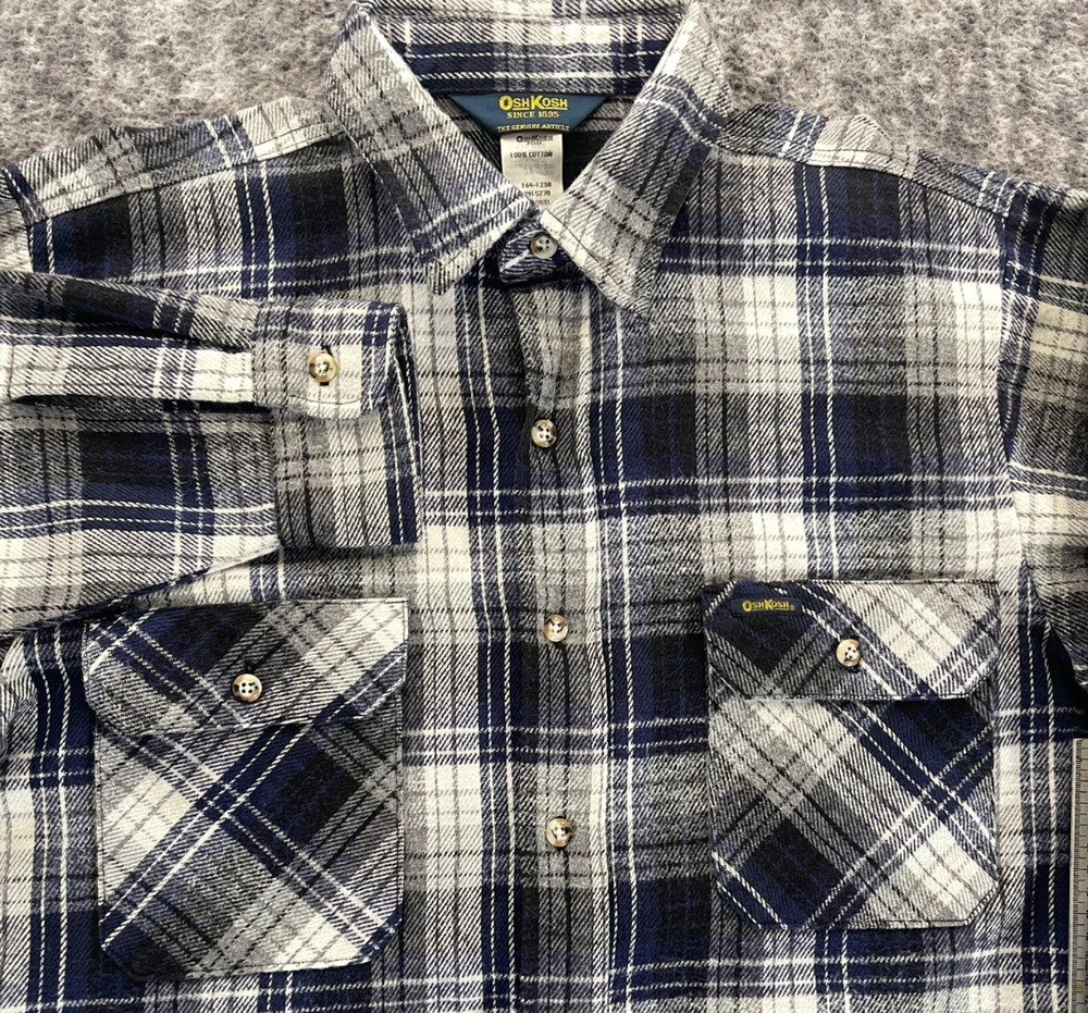 Vintage 90's Osh Kosh B'Gosh Heavyweight Flannel Shirt Mens L Blue White